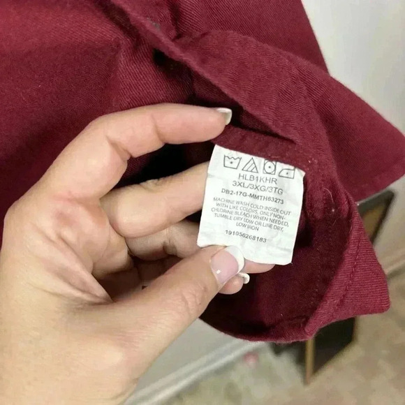 WRANGLER Men's Long Sleeve Shirt Size 3XL Button Down BURGUNDY Canvas Twill‎ Red - Picture 6 of 9